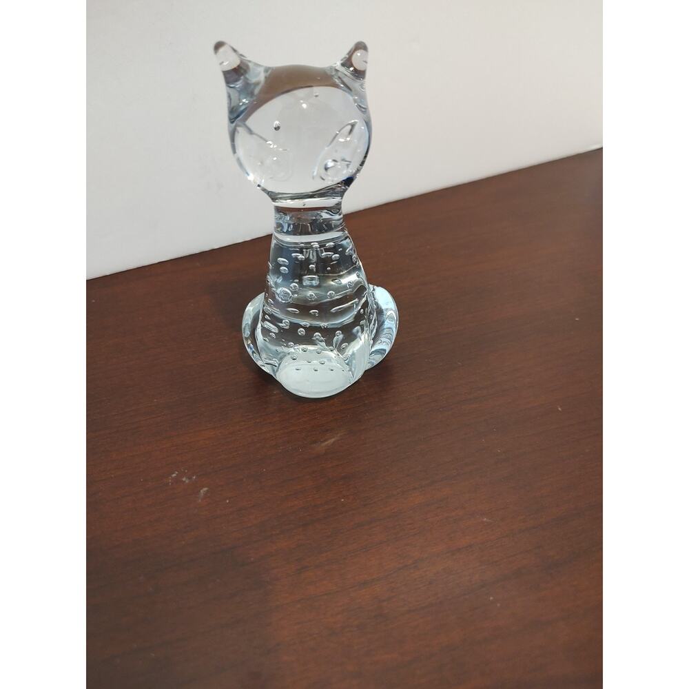 Mid Century Murano Style Art Glass Cat Figurine Paper Weight Bullicante 70s